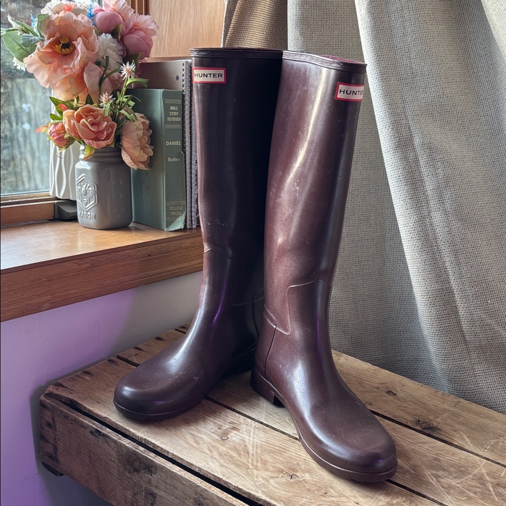 Burgundy Tall Hunter Rain Boots